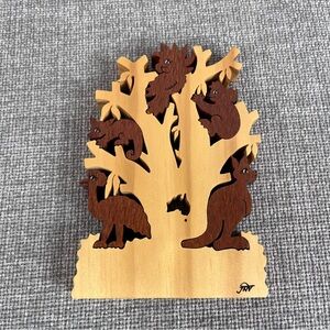 Australia Wooden Animal Puzzle Tree Kangaroo Emu Koala Handmade Montessori